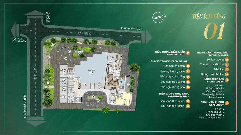 Mặt bằng tiện ích tầng 1 The Emerald Boulevard